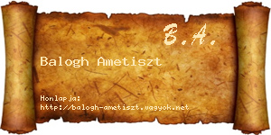 Balogh Ametiszt névjegykártya